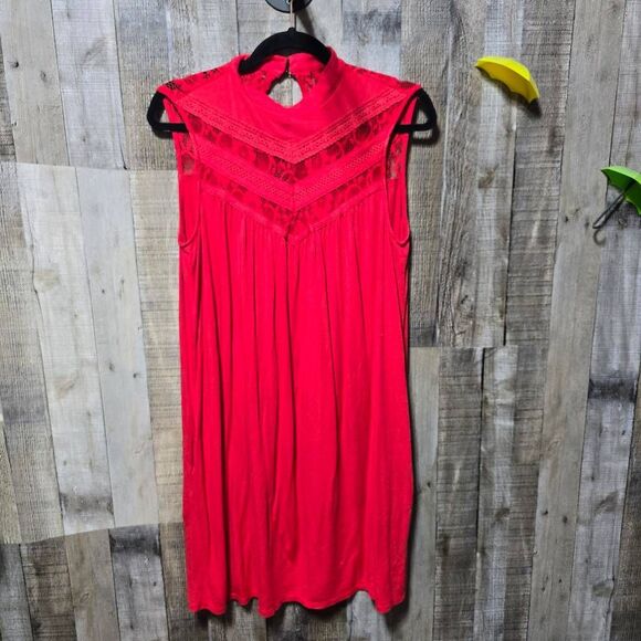 5/$25 AGB Red Lace Shift Mini Dress - Picture 1 of 6